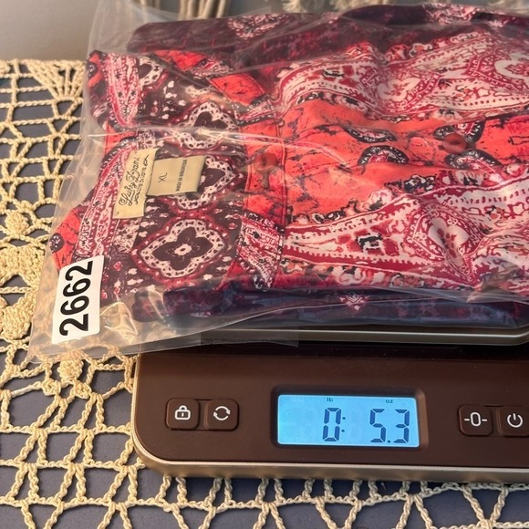 Lucky Brand Womens Pink Paisley Long Sleeve Boho Peasant Button Detail Top sz XL - Picture 8 of 8